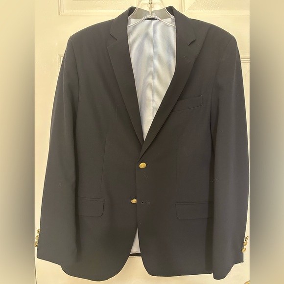 Boys Izod Navy Blue Blazer - Brass Buttons - Size 16 - Picture 1 of 5